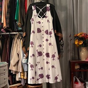 Floral White and Purple Dress size 10